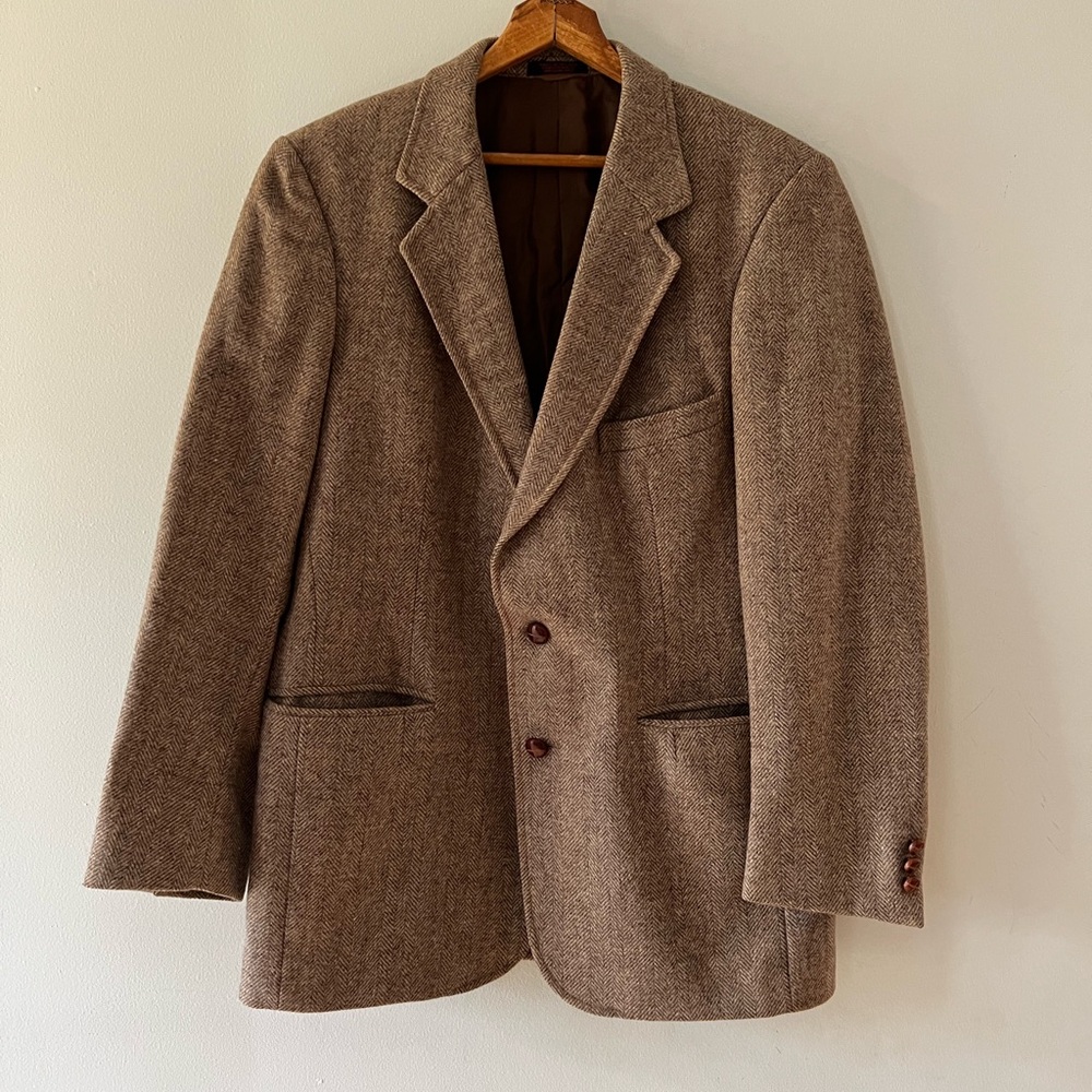 Vintage Tweed Jacket Blazer Sport Coat Suit Jacket, Sz 42R, academic, preppy
